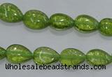 COQ40 15.5 inches 8*12mm flat teardrop dyed olive quartz beads