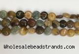 COS244 15.5 inches 12mm flat round ocean stone beads wholesale