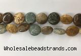 COS247 15.5 inches 18mm flat round ocean stone beads wholesale