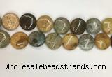 COS248 15.5 inches 20mm flat round ocean stone beads wholesale