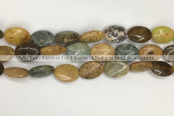 COS259 15.5 inches 12*16mm oval ocean stone beads wholesale