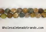 COS270 13*18mm - 15*20mm faceted nuggets ocean stone beads