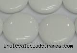 CPB100 15.5 inches 25mm flat round white porcelain beads wholesale