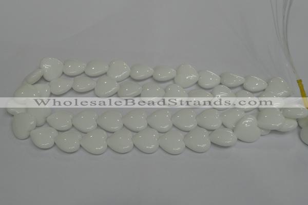 CPB105 15.5 inches 18*18mm heart white porcelain beads wholesale