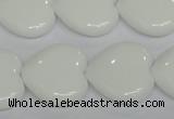 CPB106 15.5 inches 20*20mm heart white porcelain beads wholesale