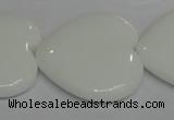 CPB109 15.5 inches 35*35mm heart white porcelain beads wholesale