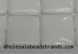 CPB116 15.5 inches 25*25mm square white porcelain beads wholesale