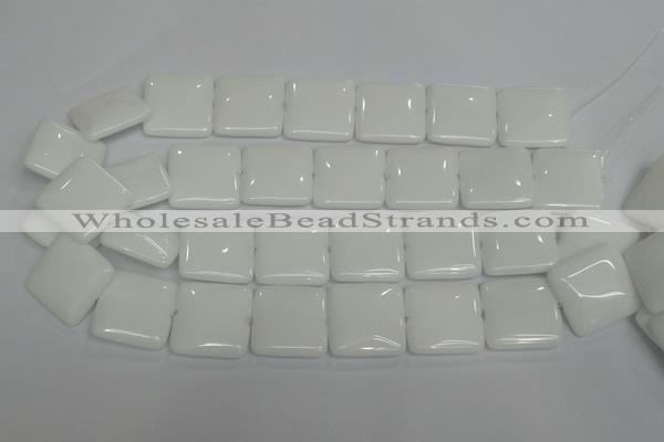 CPB116 15.5 inches 25*25mm square white porcelain beads wholesale