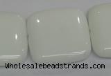 CPB117 15.5 inches 30*30mm square white porcelain beads wholesale