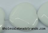 CPB316 15 inches 30*30mm faceted heart white porcelain beads