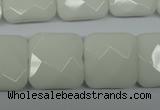 CPB324 15 inches 20*20mm faceted square white porcelain beads