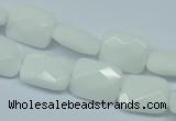 CPB328 15 inches 10*14mm faceted rectangle white porcelain beads