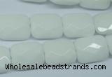 CPB329 15 inches 12*16mm faceted rectangle white porcelain beads