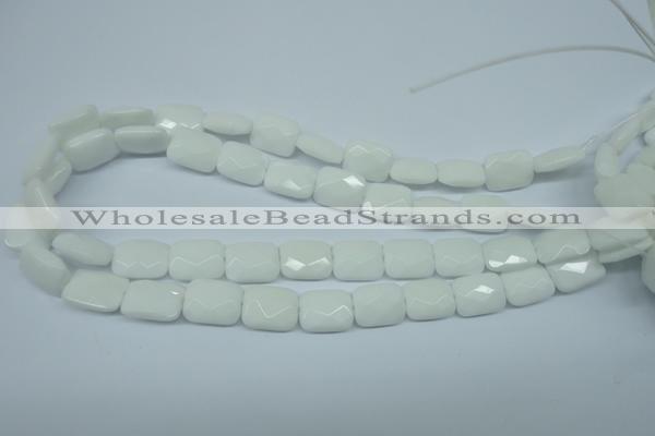 CPB329 15 inches 12*16mm faceted rectangle white porcelain beads