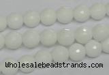 CPB33 15.5 inches 8mm faceted round white porcelain beads wholesale