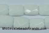 CPB330 15 inches 13*18mm faceted rectangle white porcelain beads