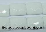 CPB331 15 inches 15*20mm faceted rectangle white porcelain beads