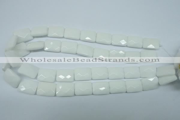 CPB331 15 inches 15*20mm faceted rectangle white porcelain beads