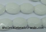 CPB337 15 inches 12*16mm faceted oval white porcelain beads