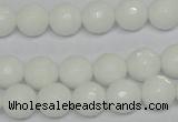 CPB34 15.5 inches 10mm faceted round white porcelain beads wholesale