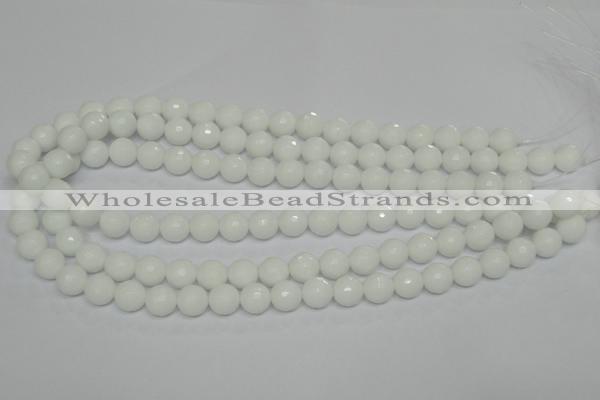 CPB34 15.5 inches 10mm faceted round white porcelain beads wholesale