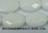 CPB340 15 inches 18*25mm faceted oval white porcelain beads