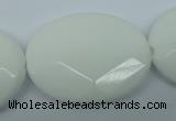 CPB342 15 inches 30*40mm faceted oval white porcelain beads