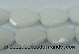 CPB347 15 inches 13*18mm faceted flat teardrop white porcelain beads