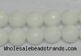 CPB35 15.5 inches 12mm faceted round white porcelain beads wholesale