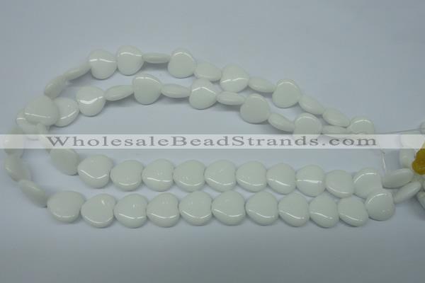 CPB351 15 inches 14*14mm heart white porcelain beads wholesale