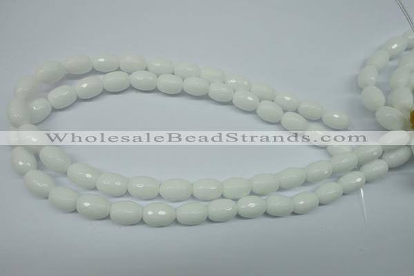 CPB355 15 inches 8*12mm faceted drum white porcelain beads wholesale