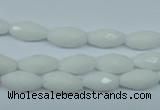 CPB357 15 inches 6*12mm faceted rice white porcelain beads wholesale