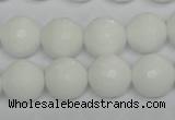 CPB36 15.5 inches 14mm faceted round white porcelain beads wholesale