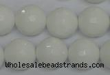 CPB37 15.5 inches 16mm faceted round white porcelain beads wholesale