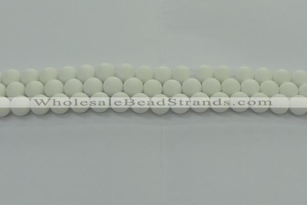 CPB413 15.5 inches 10mm round matte white porcelain beads