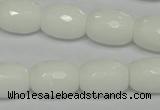 CPB42 15.5 inches 12*16mm faceted drum white porcelain beads