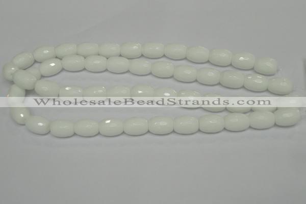 CPB42 15.5 inches 12*16mm faceted drum white porcelain beads