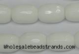 CPB43 15.5 inches 13*18mm faceted drum white porcelain beads