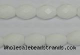 CPB46 15.5 inches 10*14mm faceted rice white porcelain beads