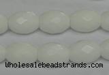 CPB47 15.5 inches 12*16mm faceted rice white porcelain beads