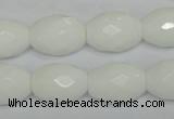 CPB48 15.5 inches 13*18mm faceted rice white porcelain beads