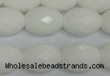 CPB49 15.5 inches 15*20mm faceted rice white porcelain beads