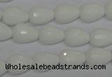 CPB51 15.5 inches 10*14mm faceted teardrop white porcelain beads