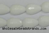 CPB53 15.5 inches 13*18mm faceted teardrop white porcelain beads