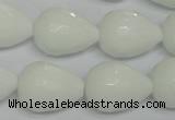 CPB54 15.5 inches 15*20mm faceted teardrop white porcelain beads