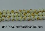 CPB561 15.5 inches 6mm round Painted porcelain beads