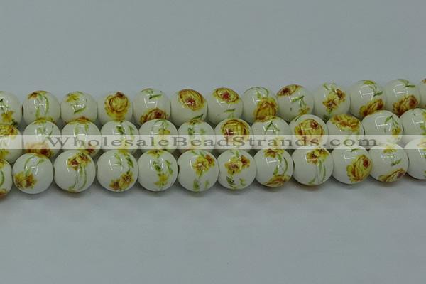 CPB561 15.5 inches 6mm round Painted porcelain beads