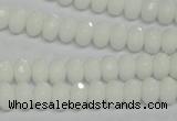 CPB58 15.5 inches 5*8mm faceted rondelle white porcelain beads