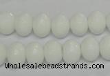 CPB60 15.5 inches 8*12mm faceted rondelle white porcelain beads