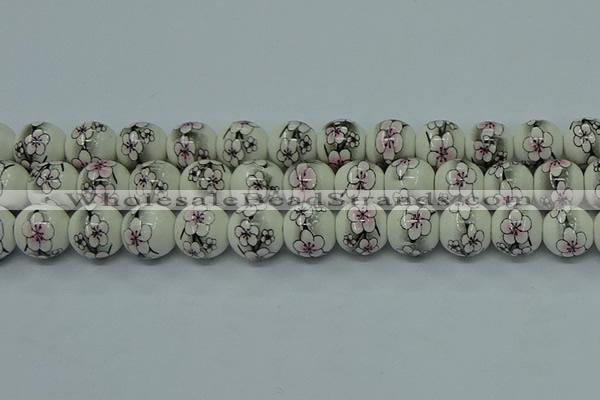 CPB601 15.5 inches 6mm round Painted porcelain beads